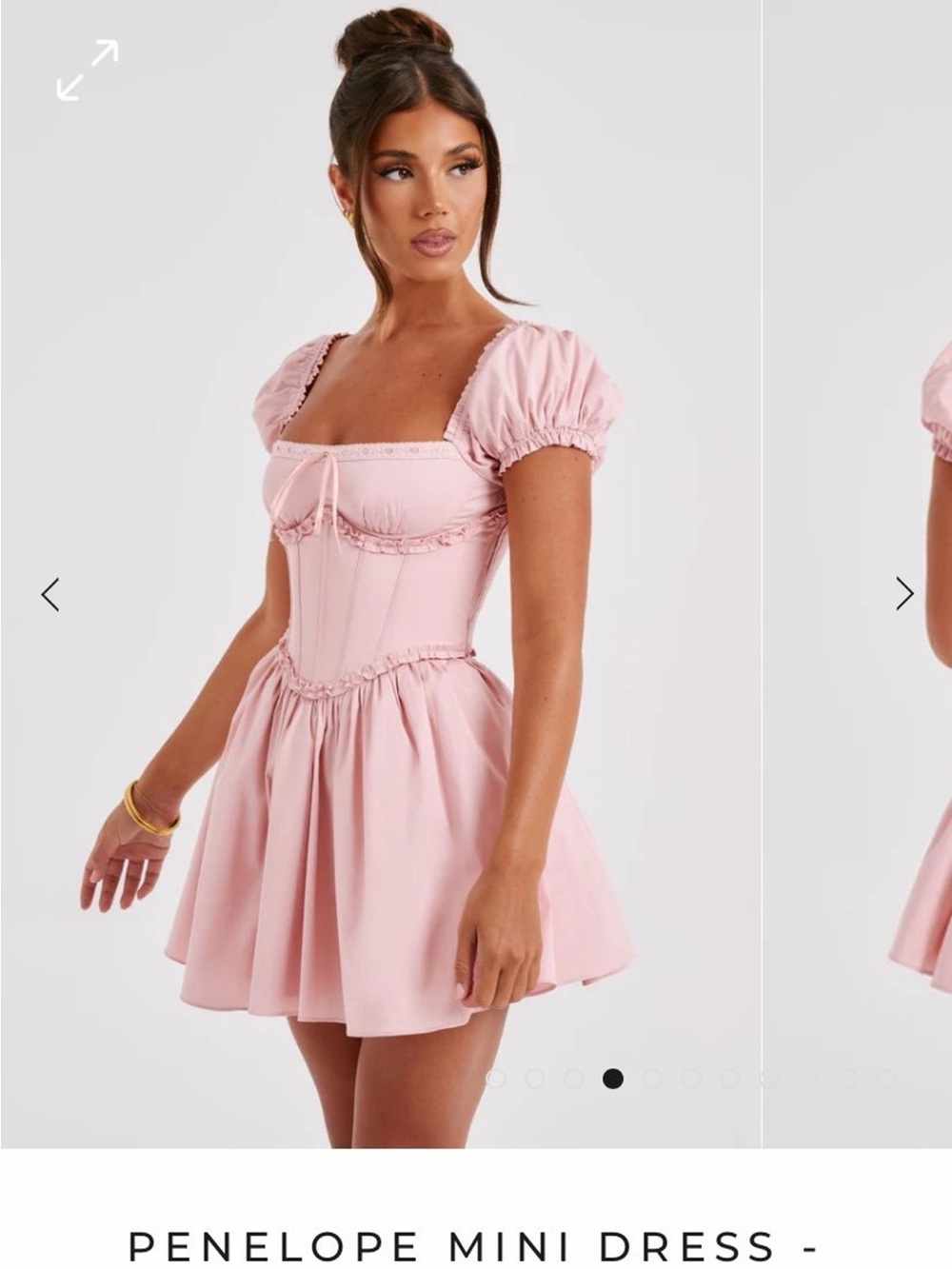Penelope Mini Dress — Blush Pink Puff-Sleeve Corset